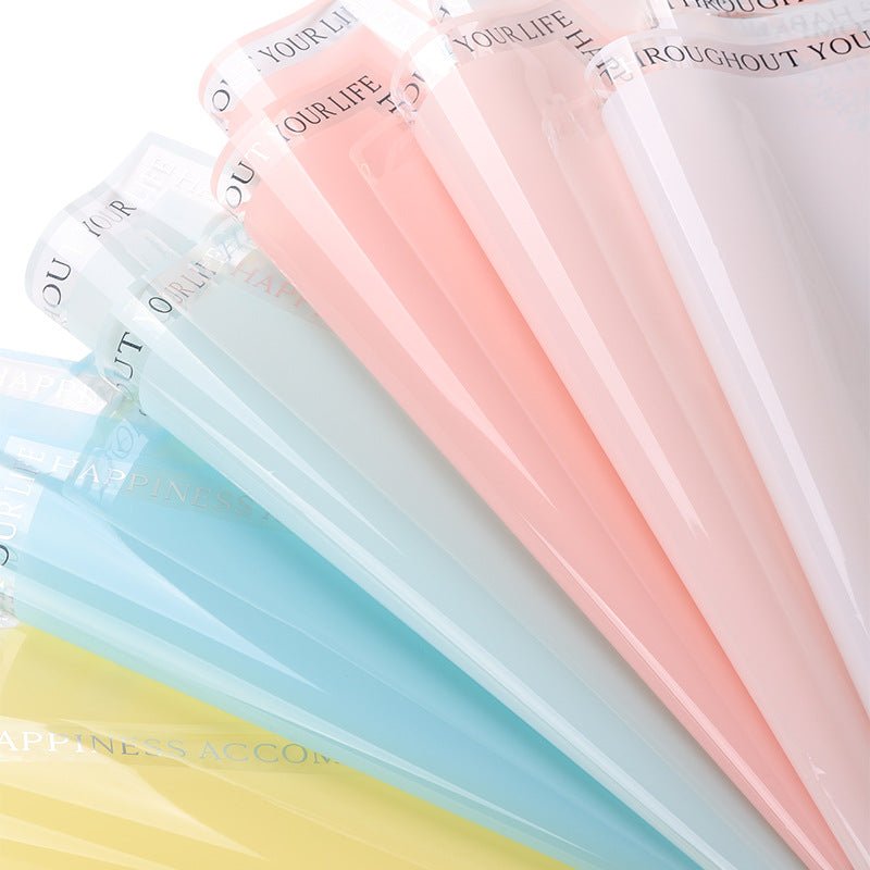 A Lifetime of Happiness Waterproof Plastic Flower Wrapping Paper - Elegant Supply
