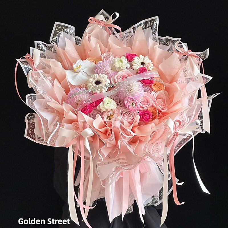 A Lifetime of Happiness Waterproof Plastic Flower Wrapping Paper - Elegant Supply