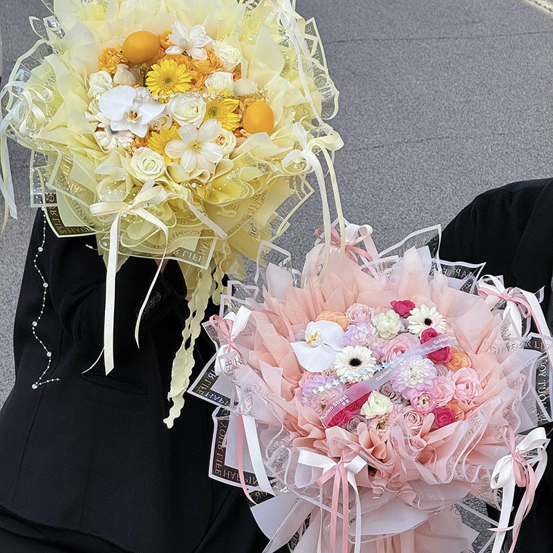 A Lifetime of Happiness Waterproof Plastic Flower Wrapping Paper - Elegant Supply