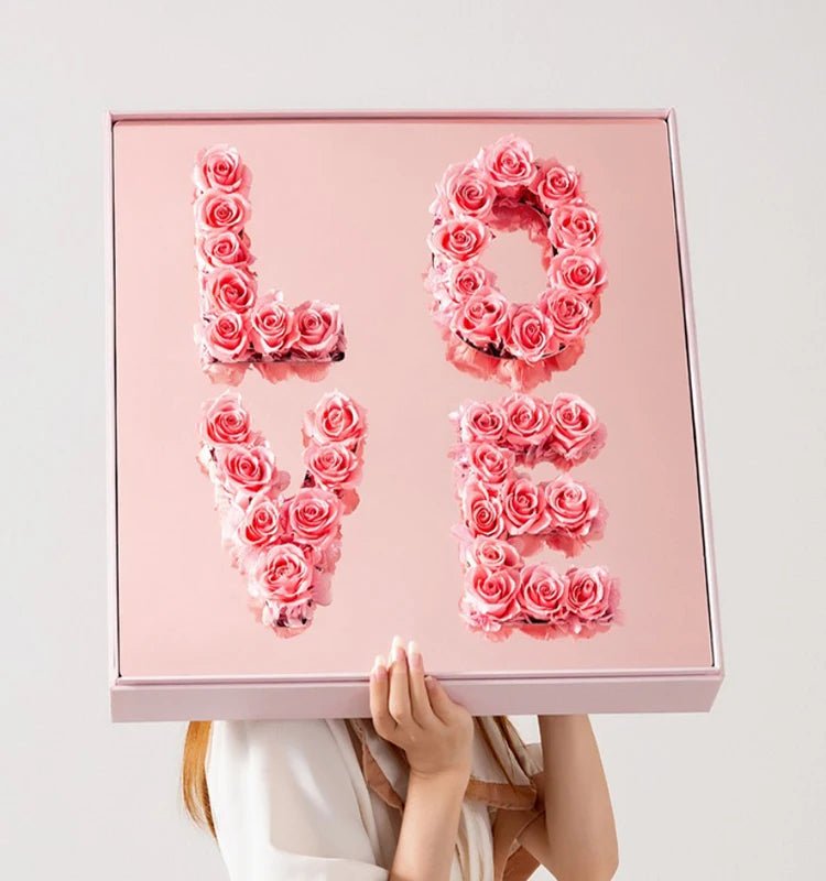 Acrylic LOVE Letter Mirror flower box with foam and liner - Elegant Supply