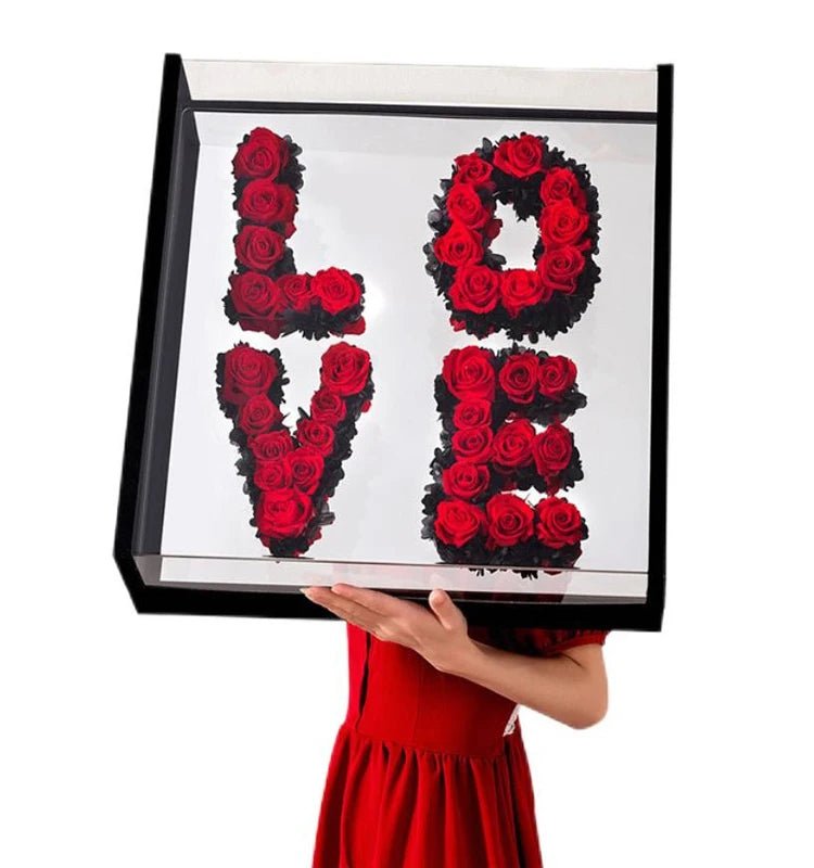 Acrylic LOVE Letter Mirror flower box with foam and liner - Elegant Supply