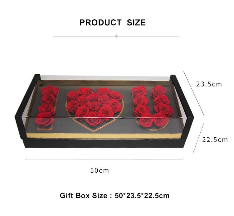 Acrylic Tilted I love you flower box with foam and liner - Elegant Supply