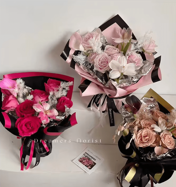 Bold Edge Flower Wrapping Paper (20pcs/bag) - Elegant Supply