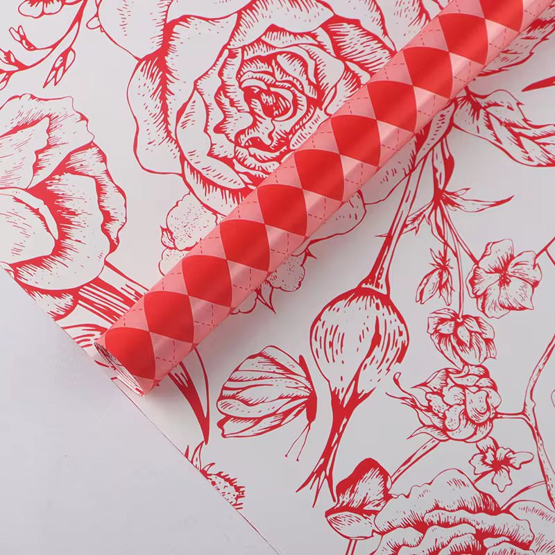 Checked Vintage Flower Wrapping Paper (20pcs/bag) - Elegant Supply