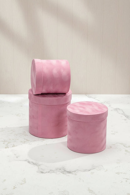 Chic Velvet Round Flower Box with Lid - Elegant Supply