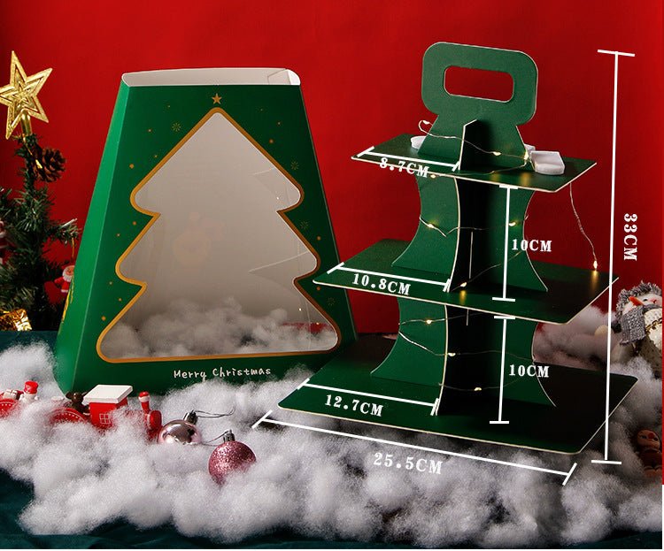 Christmas 2 Tiers Trapezoid Bakery / Cupcakes Dessert Stand - Elegant Supply