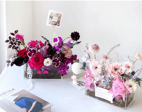 Clear Acrylic Flower Display Gift Basket - Elegant Supply