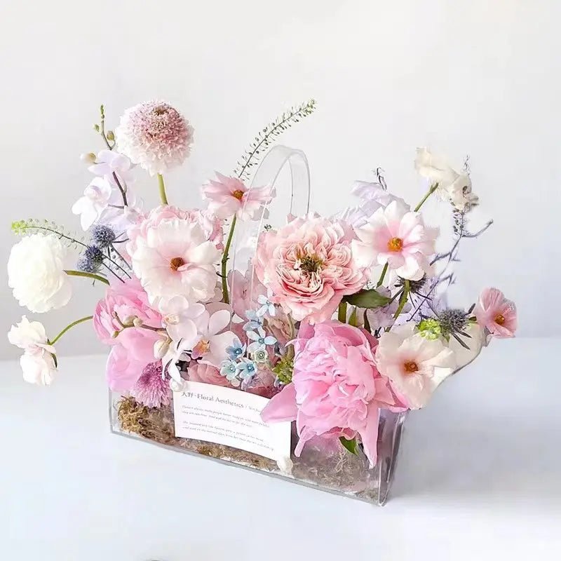Clear Acrylic Flower Display Gift Basket - Elegant Supply