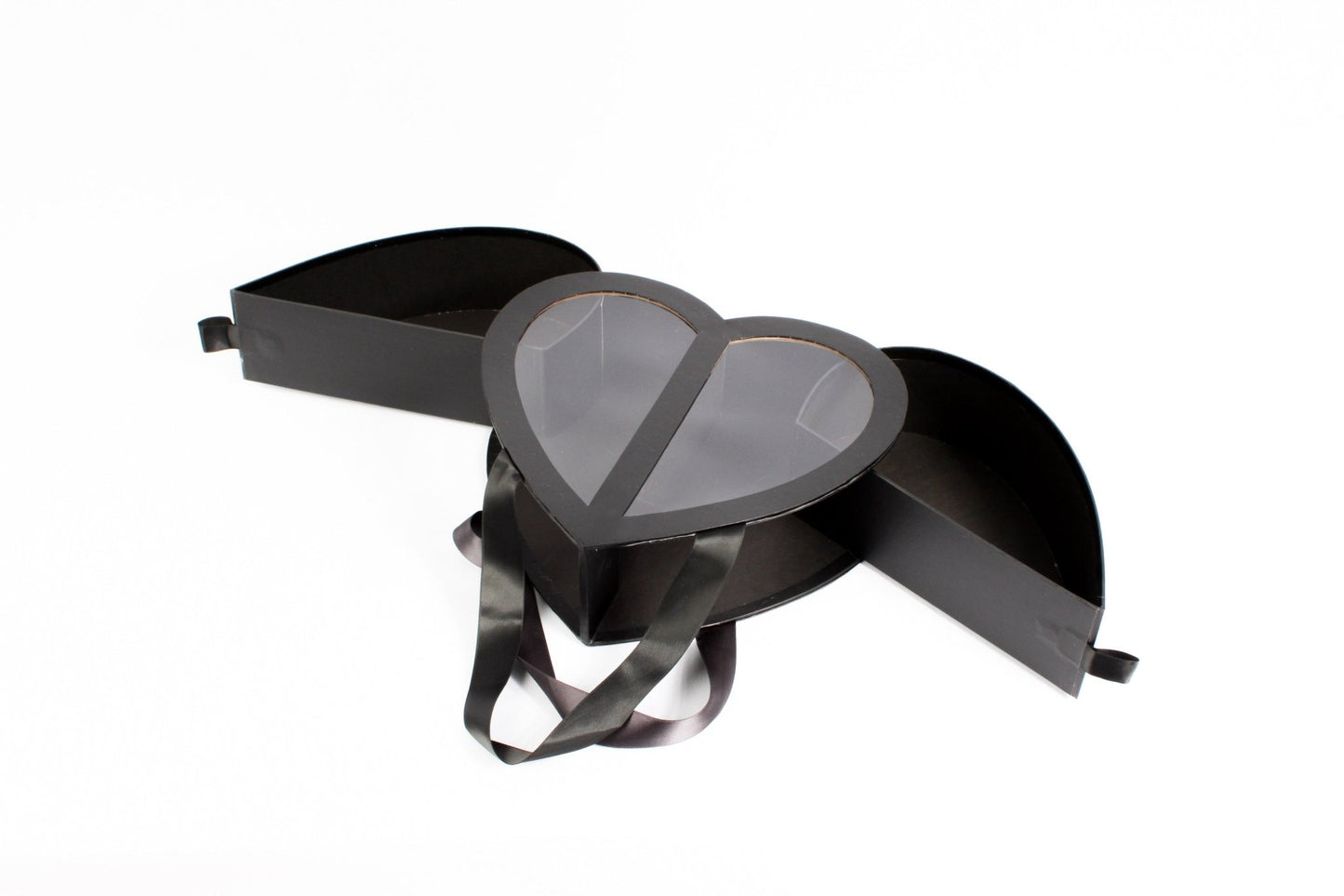 Clear Double Open Heart Flower Gift Box with Handle - Elegant Supply