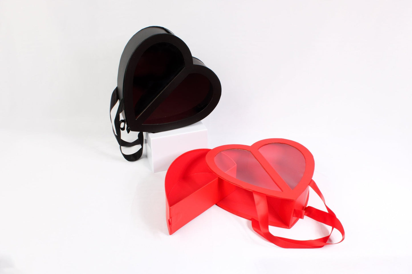 Clear Double Open Heart Flower Gift Box with Handle - Elegant Supply