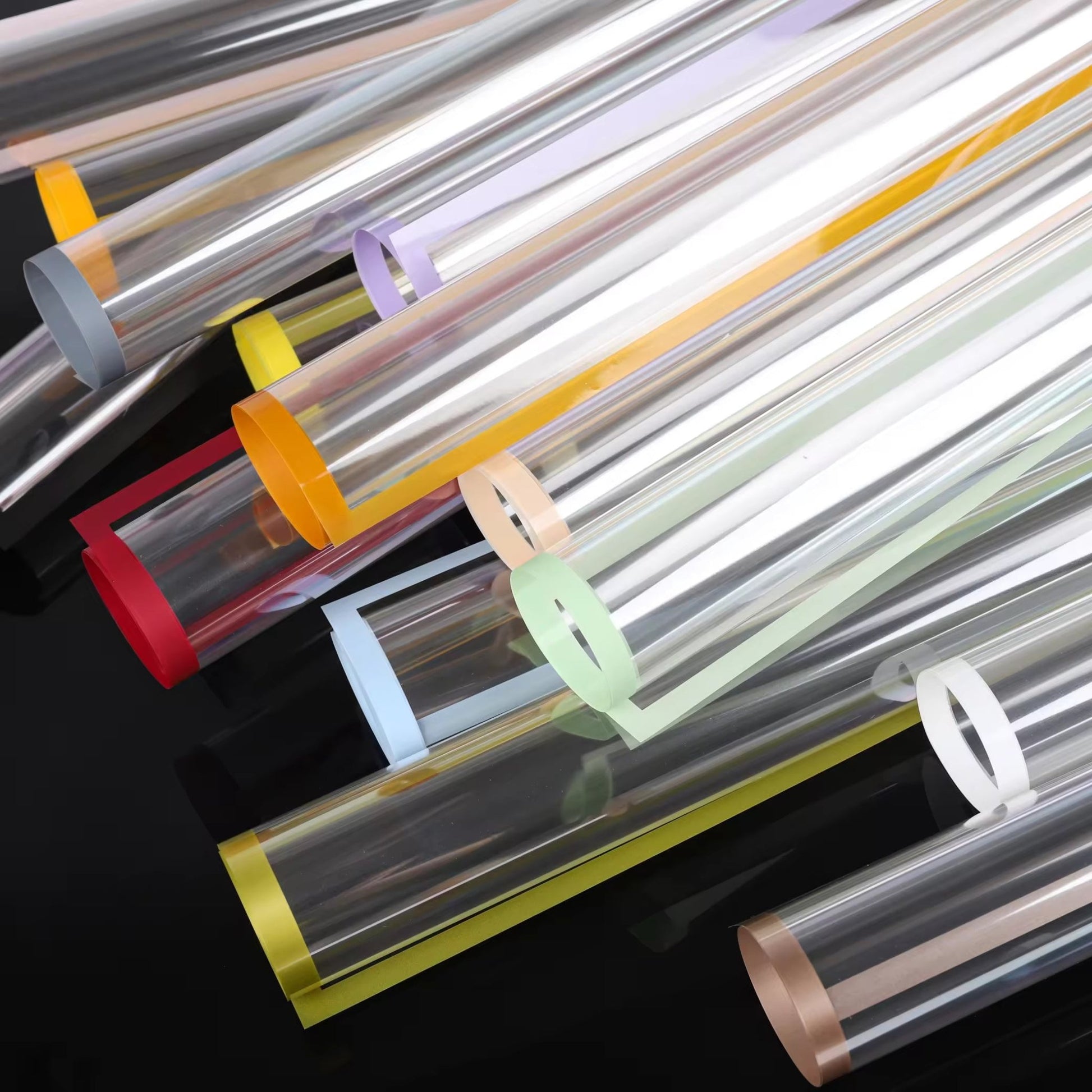 Color Edge Line Clear Cellophane Flower Wrapping Paper (20pcs/bag) - Elegant Supply