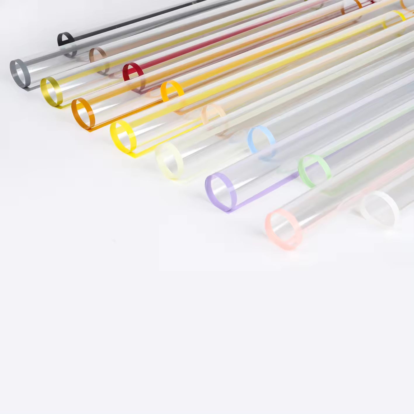 Color Edge Line Clear Cellophane Flower Wrapping Paper (20pcs/bag) - Elegant Supply