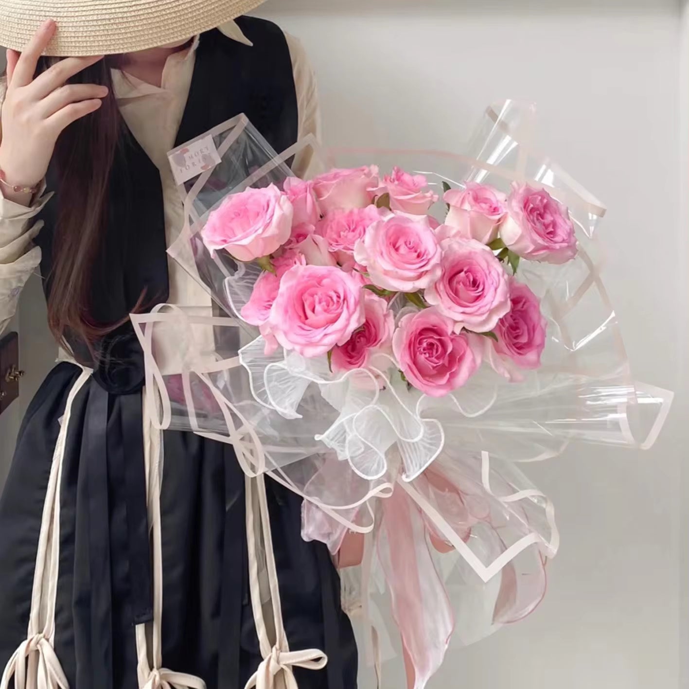 Color Edge Line Clear Cellophane Flower Wrapping Paper (20pcs/bag) - Elegant Supply