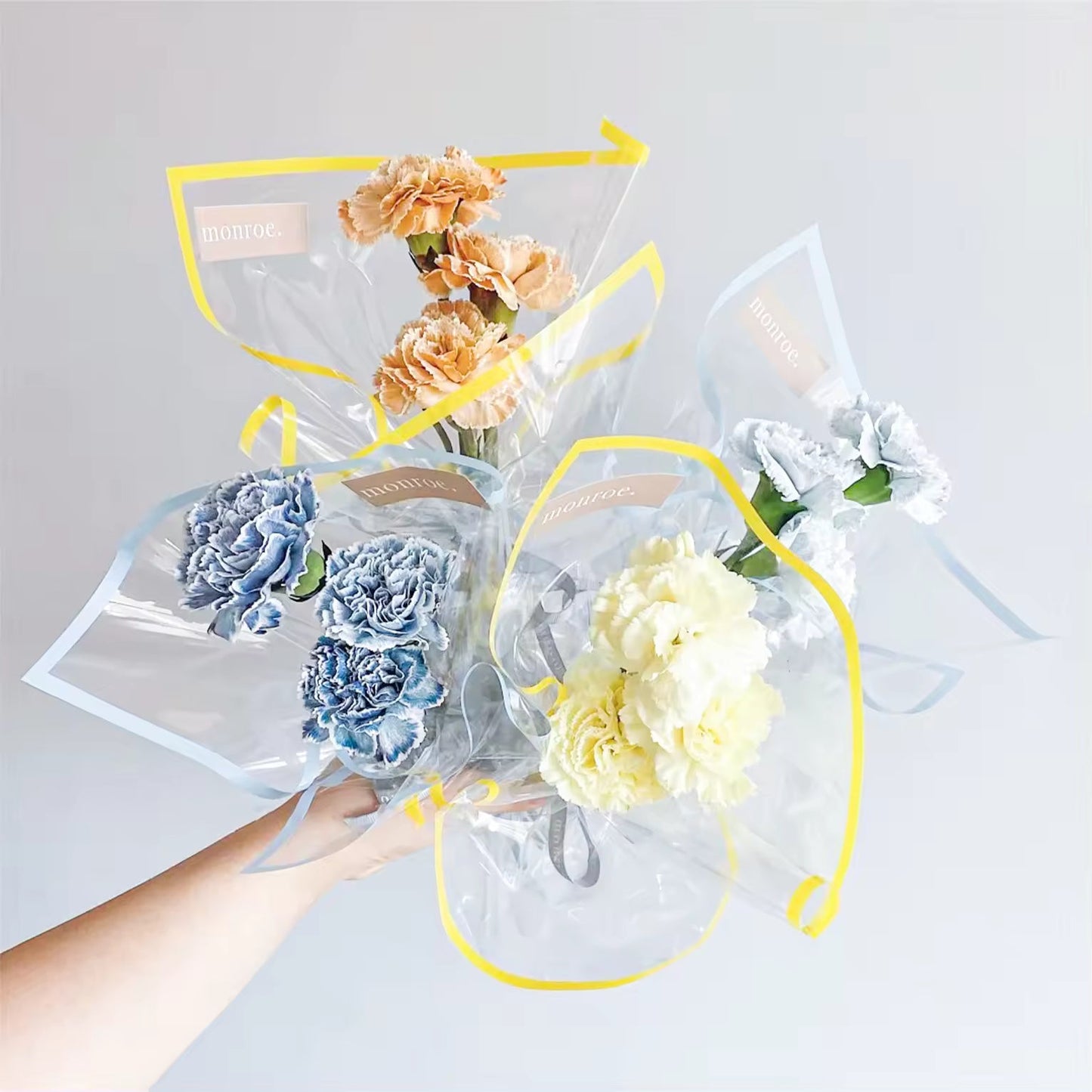 Color Edge Line Clear Cellophane Flower Wrapping Paper (20pcs/bag) - Elegant Supply