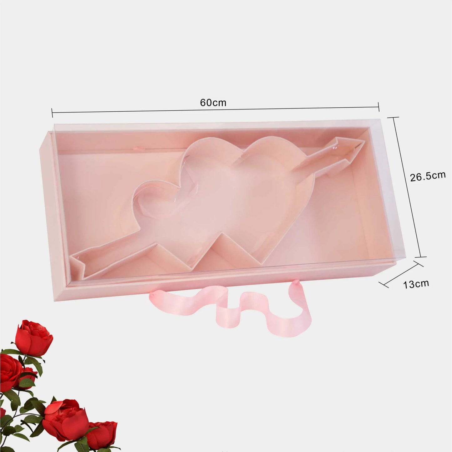 Cupid's Arrow of Love Transparent Flower Gift Box with Clear Cover - Elegant Supply