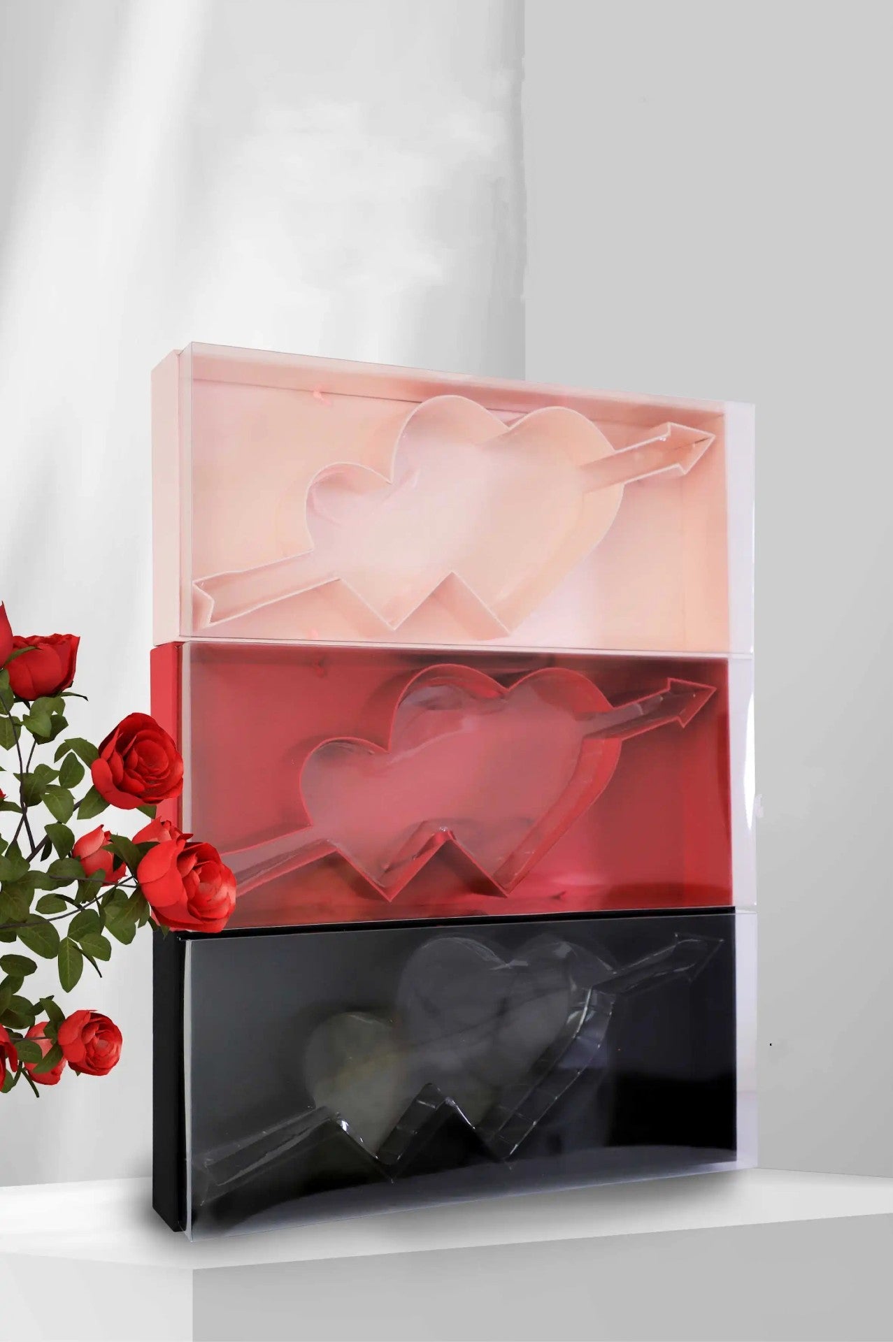 Cupid's Arrow of Love Transparent Flower Gift Box with Clear Cover - Elegant Supply