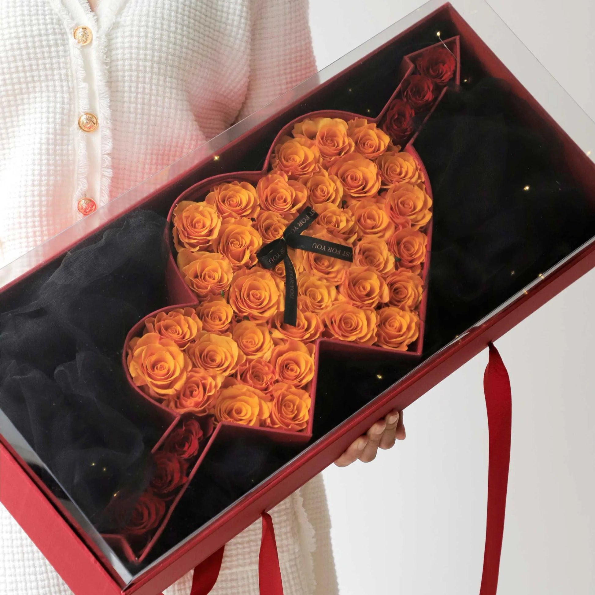 Cupid's Arrow of Love Transparent Flower Gift Box with Clear Cover - Elegant Supply