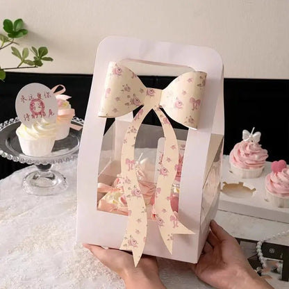 Cute Cupcake Box with Handle and Ribbon (5 pcs/set) - Elegant Supply