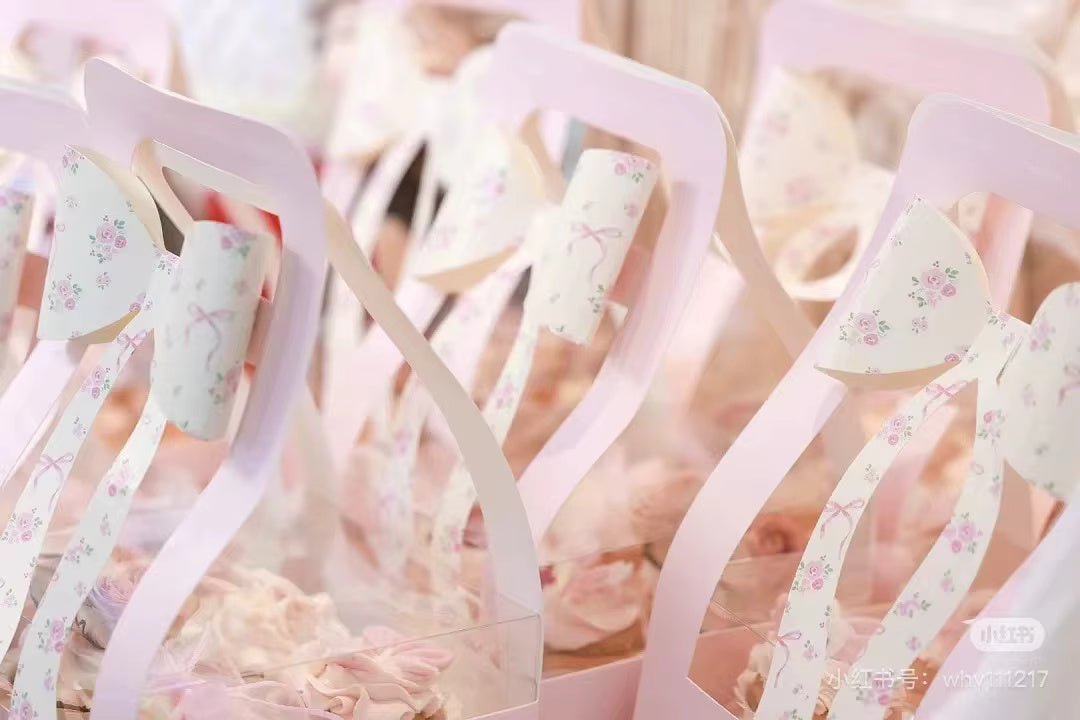 Cute Cupcake Box with Handle and Ribbon (5 pcs/set) - Elegant Supply