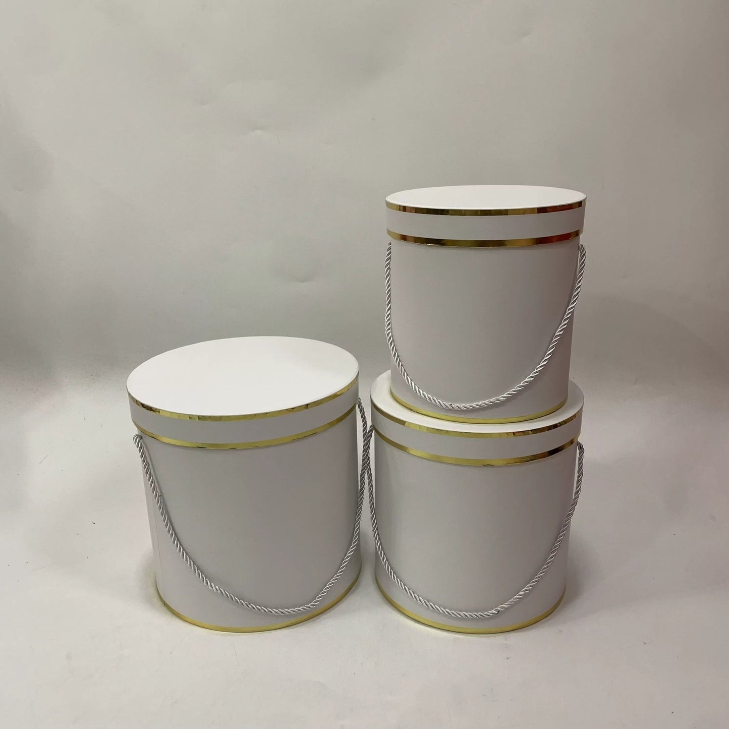 Double Gold Rim Round Flower Gift Box - Elegant Supply