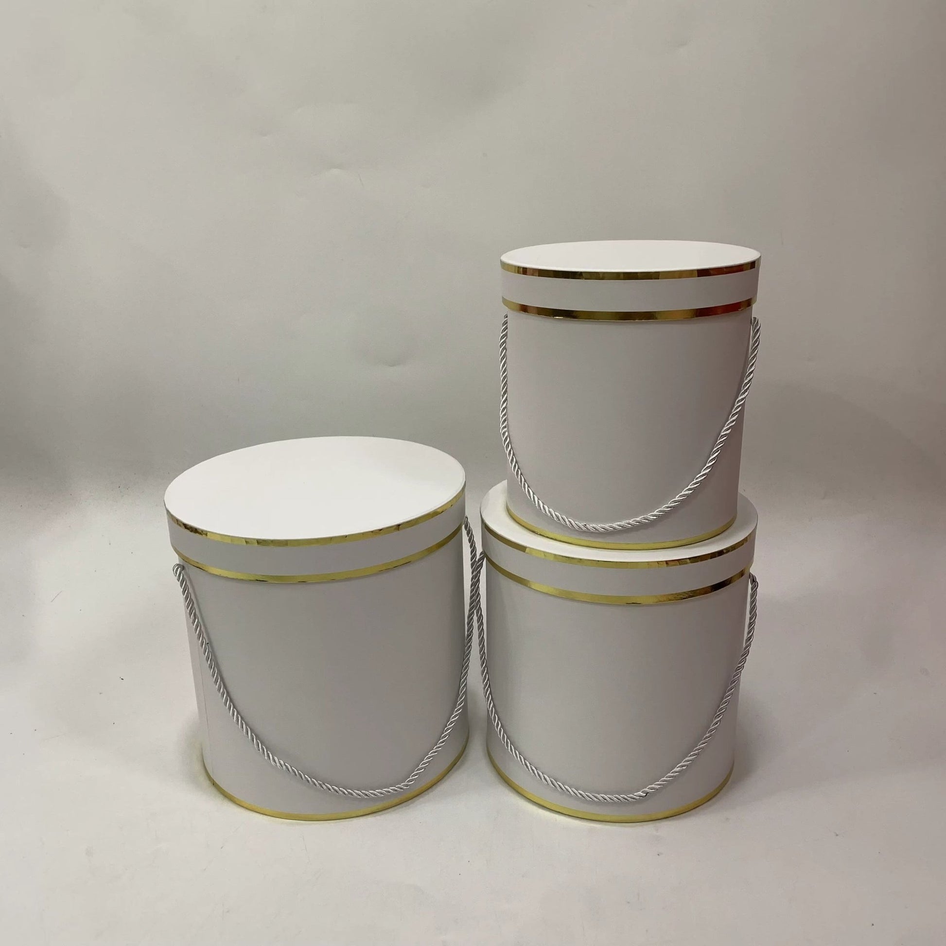 Double Gold Rim Round Flower Gift Box - Elegant Supply