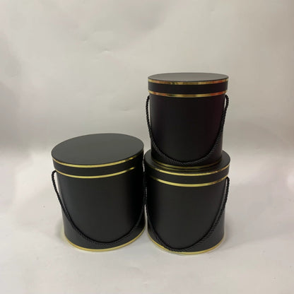 Double Gold Rim Round Flower Gift Box - Elegant Supply