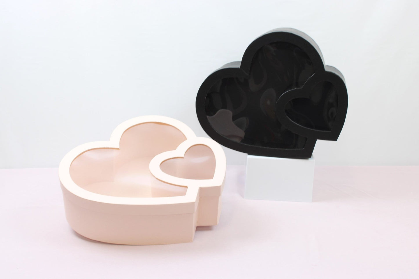 Double Heart Flower Gift Box with Lid - Elegant Supply