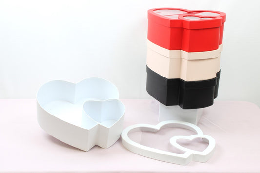 Double Heart Flower Gift Box with Lid - Elegant Supply