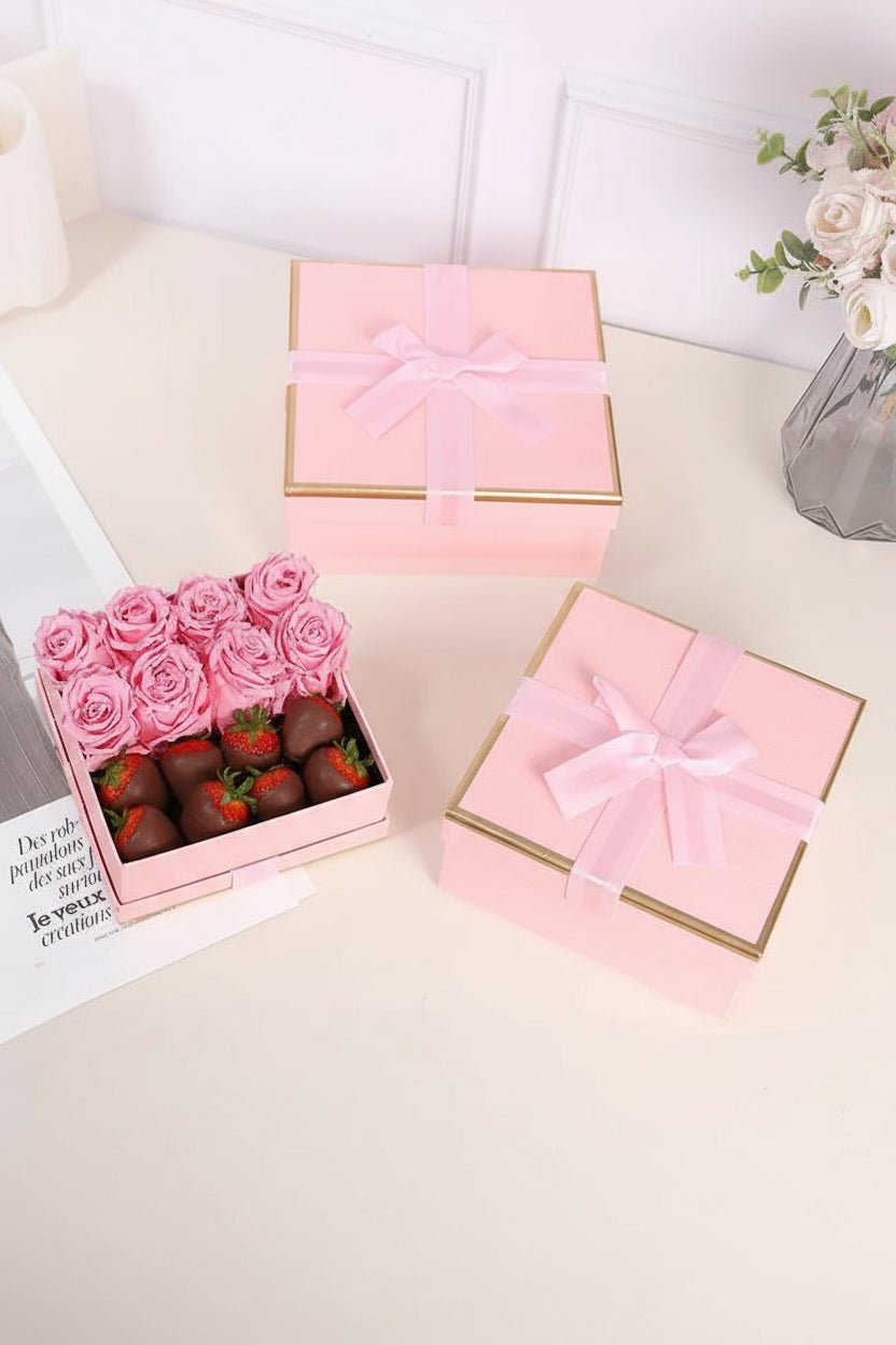 Elegant Bow - Tied Square Flower Gift Boxes - Elegant Supply