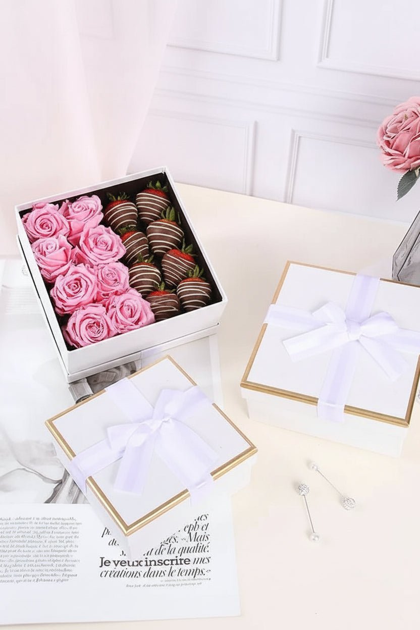 Elegant Bow - Tied Square Flower Gift Boxes - Elegant Supply