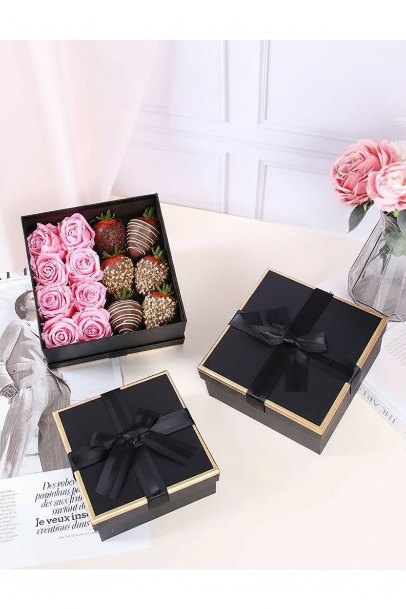 Elegant Bow - Tied Square Flower Gift Boxes - Elegant Supply