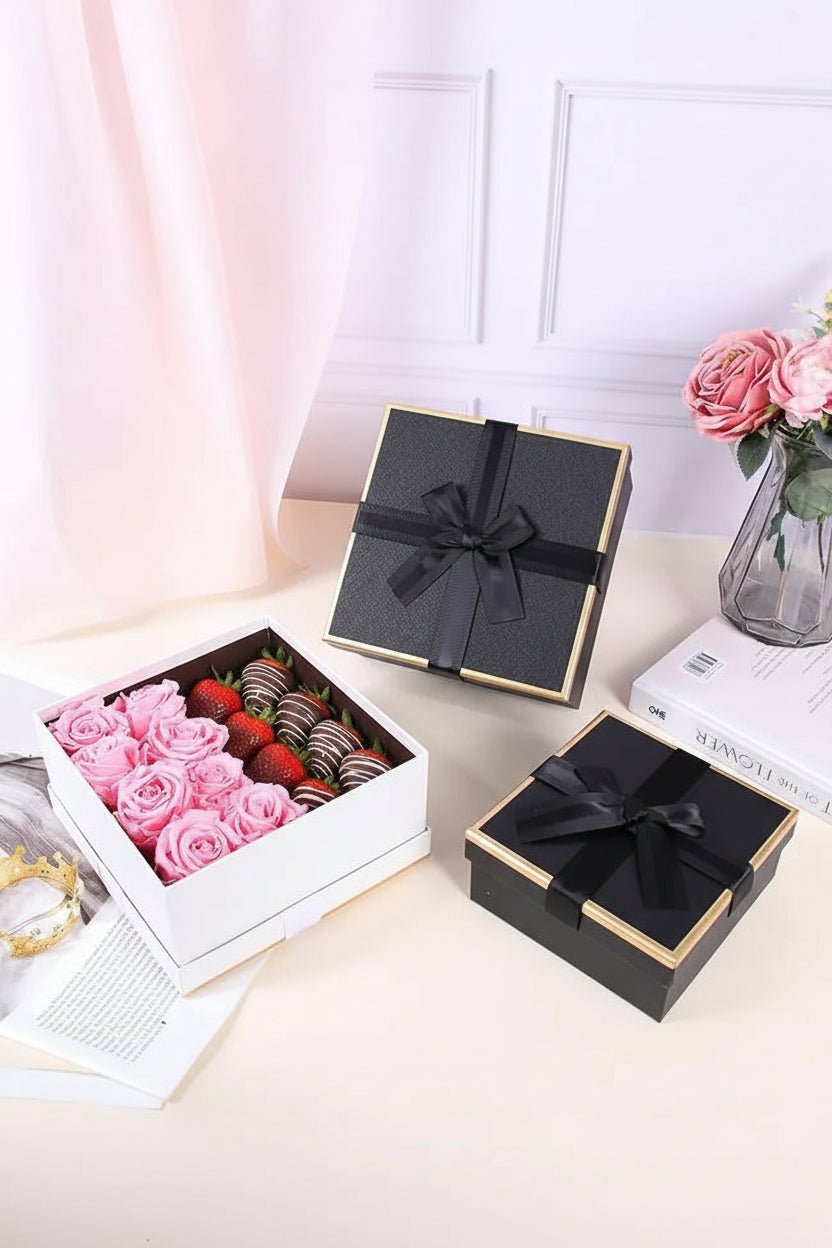 Elegant Bow - Tied Square Flower Gift Boxes - Elegant Supply