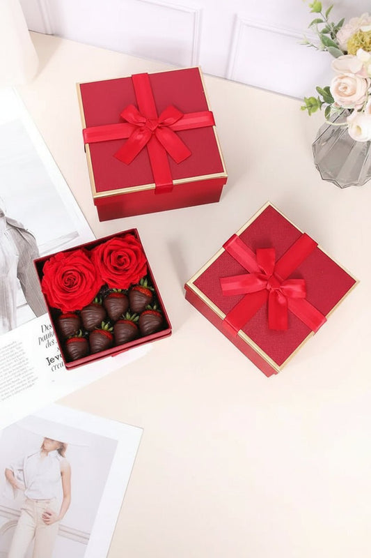 Elegant Bow - Tied Square Flower Gift Boxes - Elegant Supply