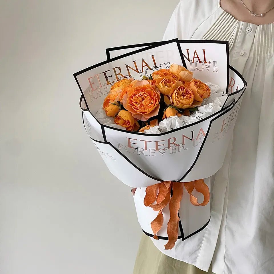 Elegant Gold Stamping Foil Waterproof Flower Wrapping Paper (10 sheets/bag) - Elegant Supply