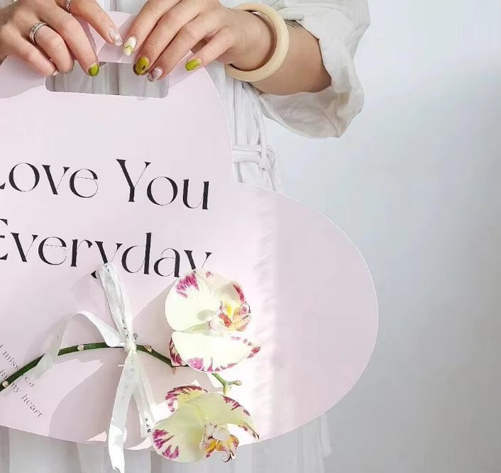 Everyday Love You Heart - Shaped Paperboard for Single Flower (5pcs / bags) - Elegant Supply