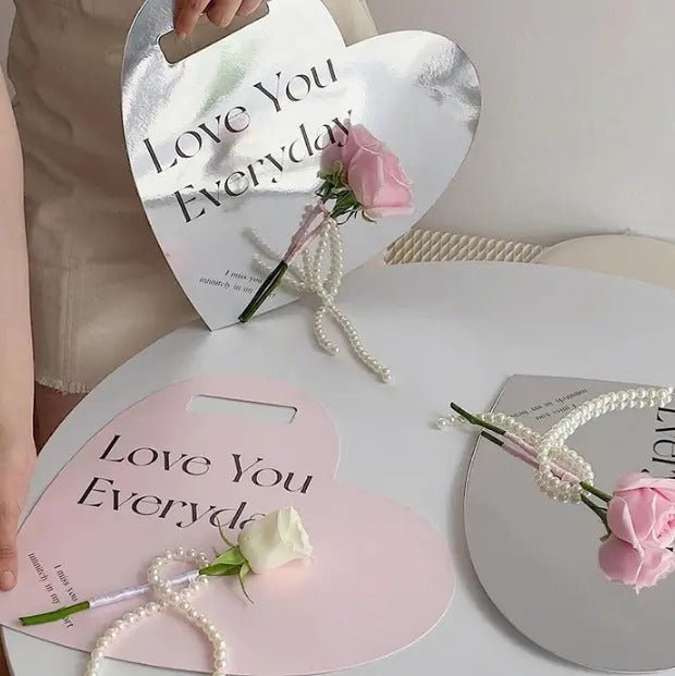 Everyday Love You Heart - Shaped Paperboard for Single Flower (5pcs / bags) - Elegant Supply