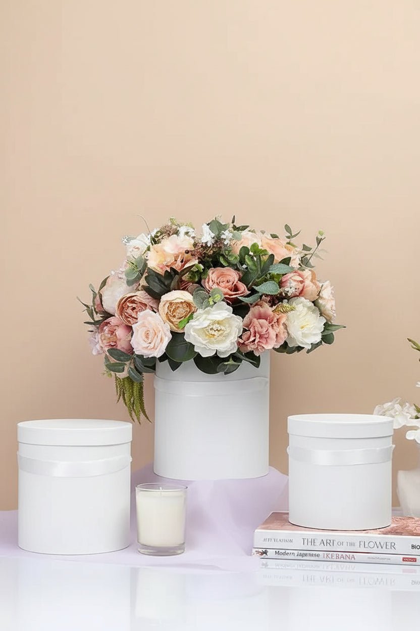 Everyday Round Flower Gift Box with Handle - Elegant Supply