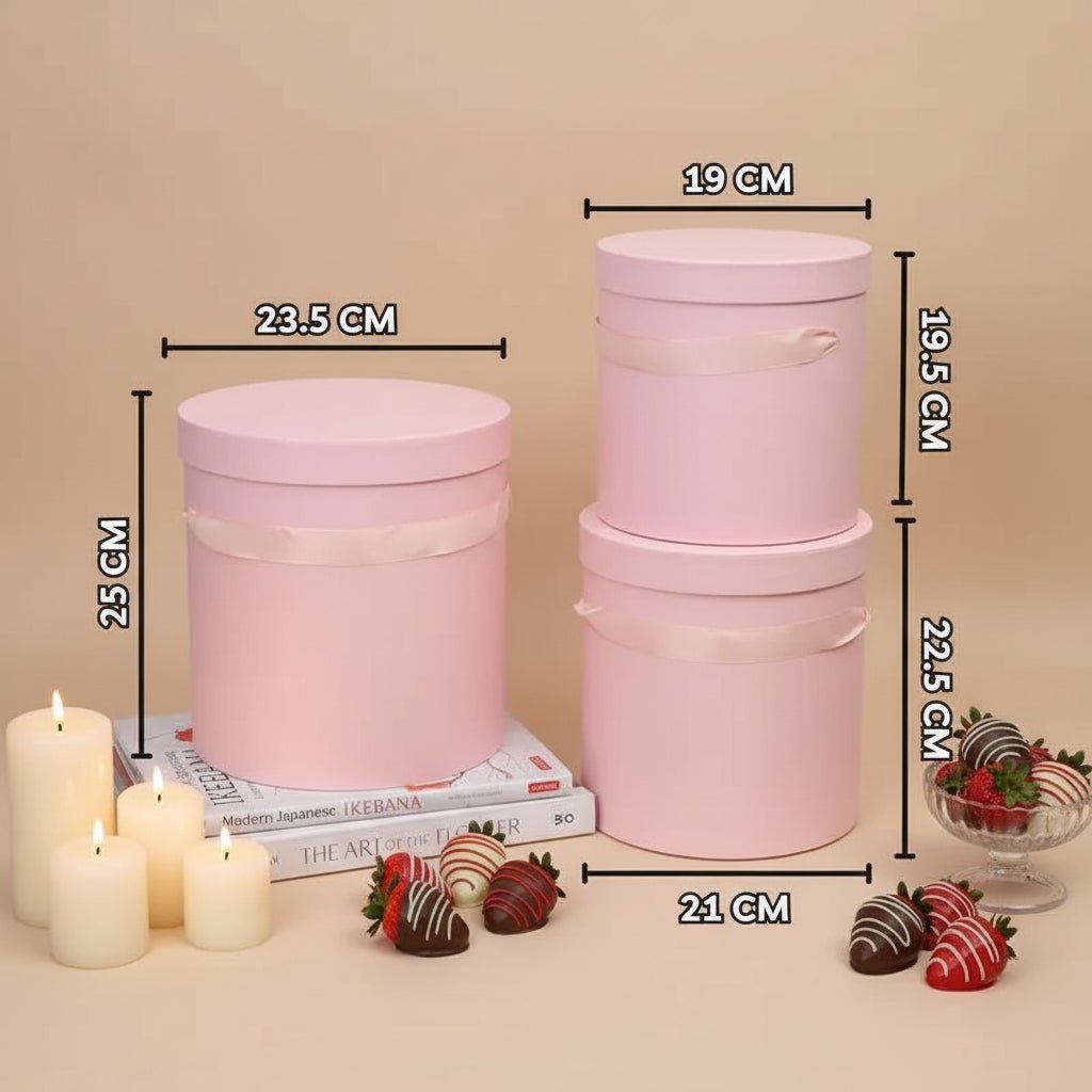 Everyday Round Flower Gift Box with Handle - Elegant Supply