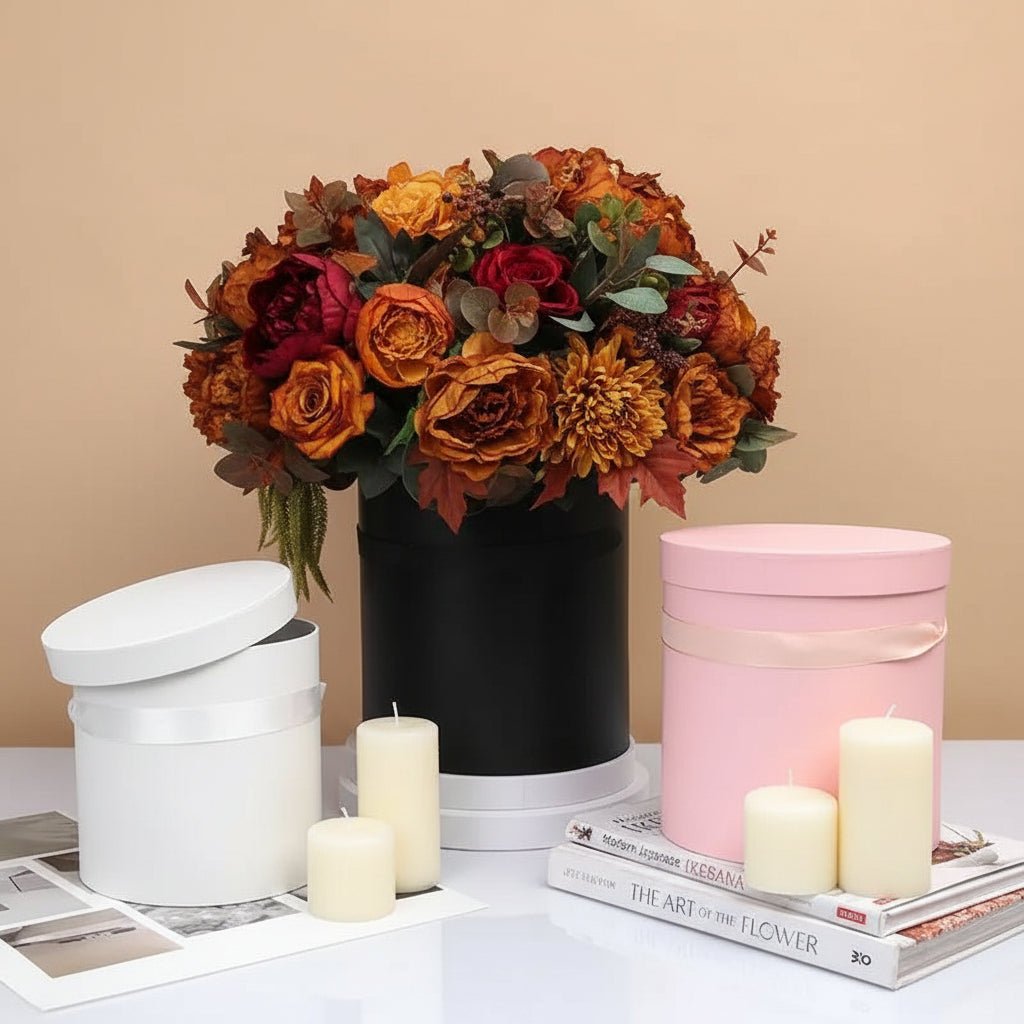 Everyday Round Flower Gift Box with Handle - Elegant Supply