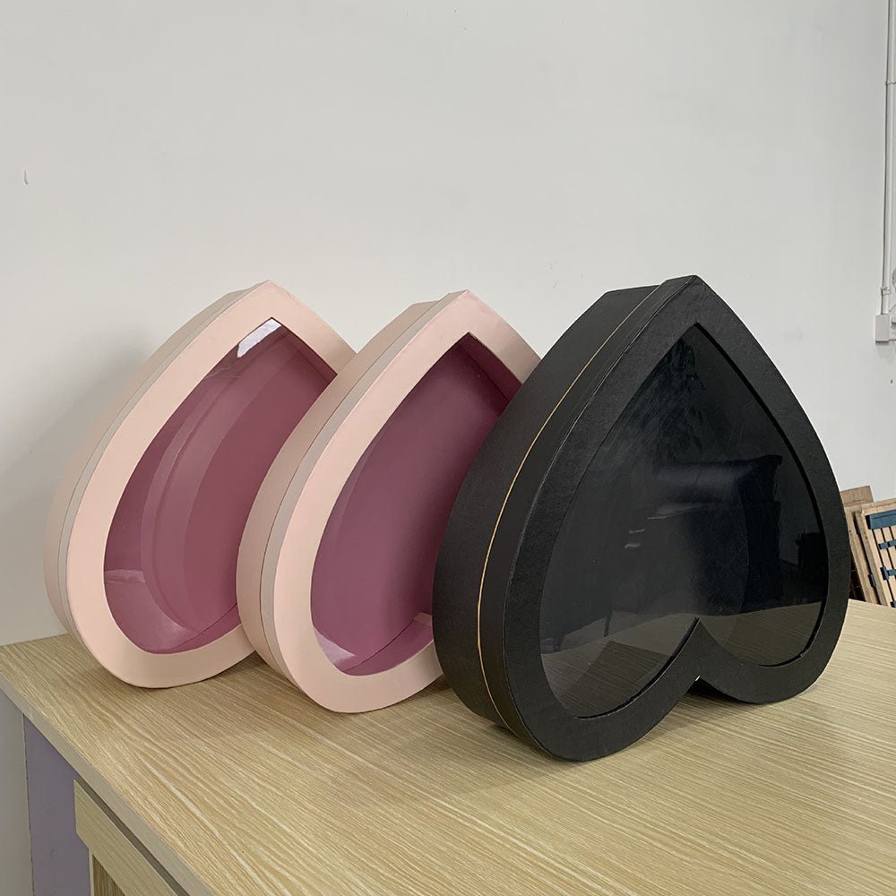 Extra Large Luxury Heart Flower Gift Box with Clear Lid - Elegant Supply