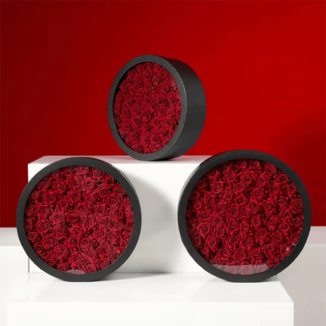 Extra Large Round Flower Gift Box with Clear Lid - Elegant Supply