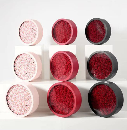 Extra Large Round Flower Gift Box with Clear Lid - Elegant Supply