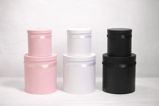 Extra Large Simple Cylinder Round Flower Gift Box with Handle - Elegant Supply