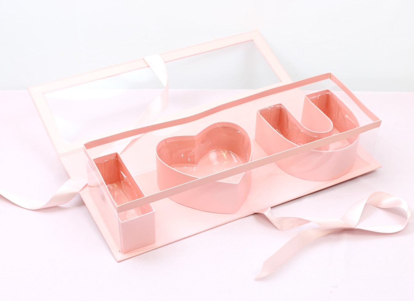 Fillable I love you Flower Gift Box with Clear Lid - Elegant Supply