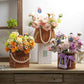 Flower Plastic Woven Imitation Basket with Pearl Handle - Elegant Supply