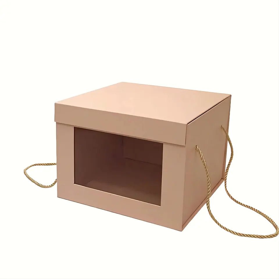 Foldable Cube Flower Gift Box with Window and Handle - Elegant Supply
