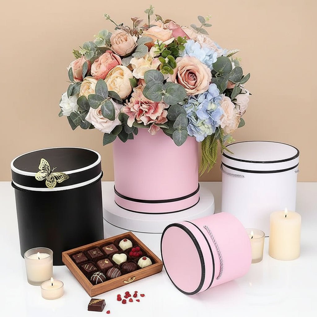 French Inspired Cylinder Floral Box - Elegant Supply