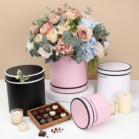 French Inspired Cylinder Floral Box - Elegant Supply