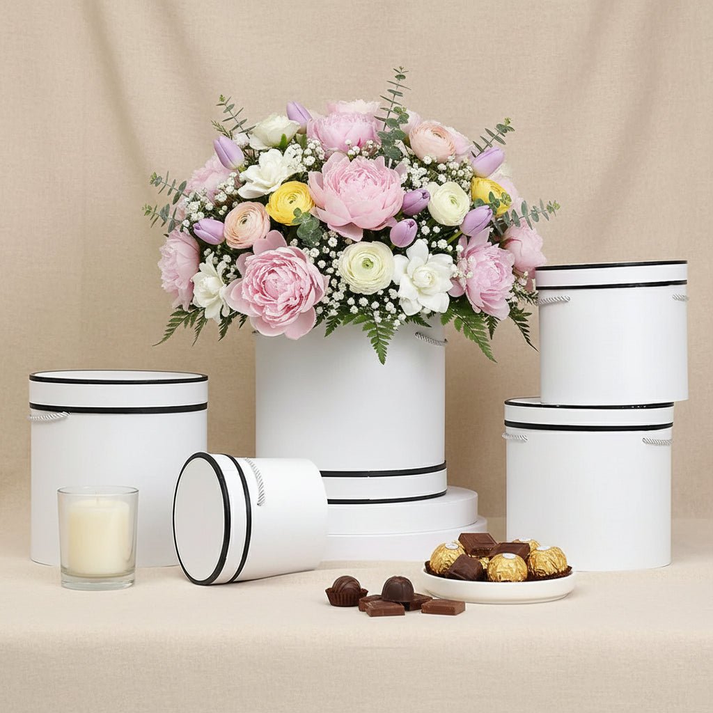 French Inspired Cylinder Floral Box - Elegant Supply
