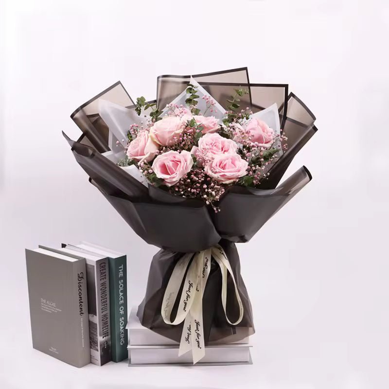 Frosted Flower Wrapping Paper With Bold Border (20pcs/bag) - Elegant Supply